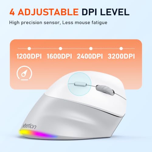 Image of MEETION Ergonomic Wireless Vertical Mouse, Rechargeable, Gray