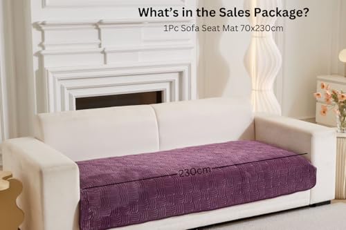 Image of HOMETHREADS Innovative Premium Velvet Sofa Cover Mat with PVC Backing for Non-Slip Comfort (C Purple, 5 Seater | 70x230cm)