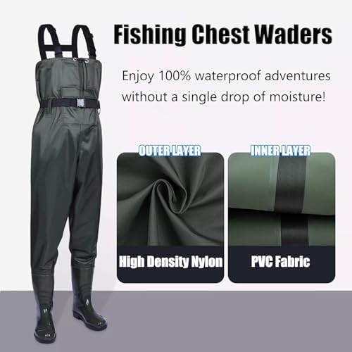 Cuissardes de chasse légères et bottes de pêche vertes imperméables taille 9 mixtes