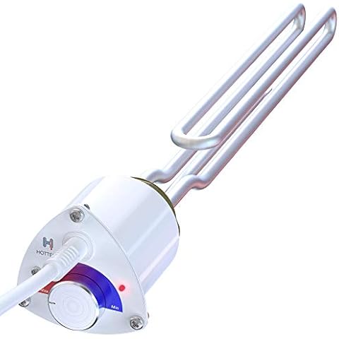 Hottech Tauchsieder Heizstab Elektro für Heizkessel Boiler - Heizpatrone mit Uni-Schuko-Stecker und Temperaturregler Wasser Thermostat Wärmetauscher, Weiß, 230 V, 3000 W, 5/4" thumbnail