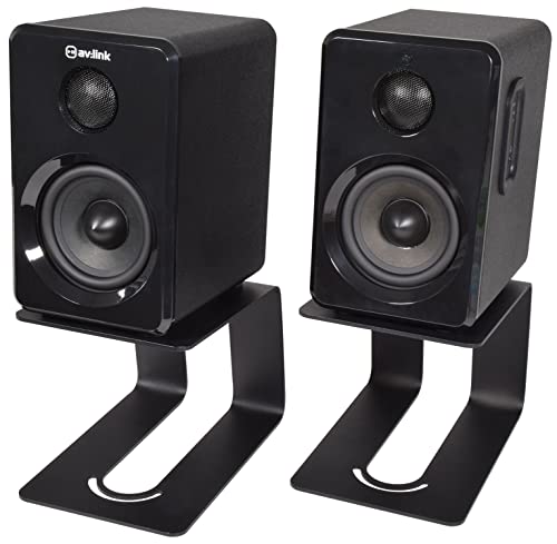 QTX Elevated Desktop Speaker Stands, Black, 190 x 130 x 130mm - Image 4