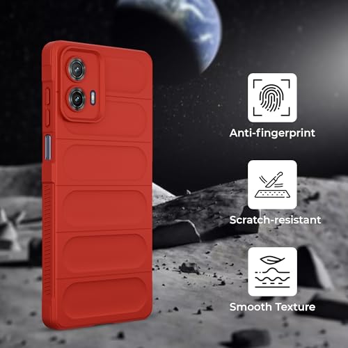 Image of A rtistque Liquid Silicone Stripes Back Cover Case for Motorola Moto G73 5G | with Camera Protection | with Inner Fabric | Anti Slip Grip | AirBag Case - Red