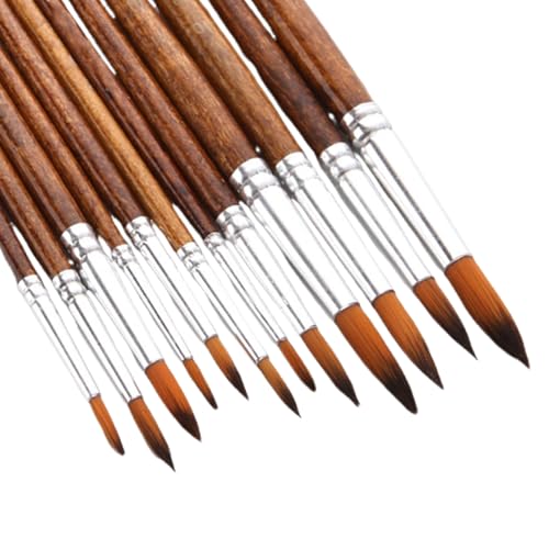 12Pcs Watercolor Brushes Professional Round Pointed Tip Artists Paint Brushes Set for Acrylic Gouache Oil Watercolor Painting Body Paint Nylon Hair Detail Paintbrushes for Art Beginners Professionals