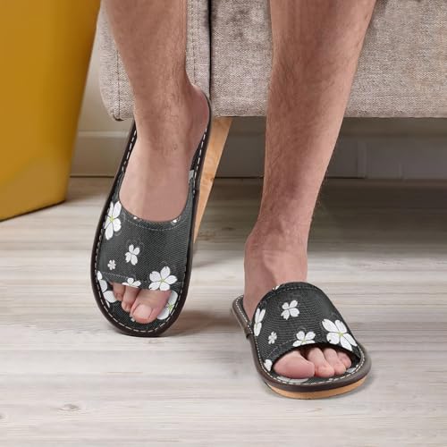 Cherry Blossom Foldable Slides - Lightweight Travel Flip Flops | Waterproof Soles & EVA Footbed | Packable Slippers for Vacation (Black & White Sakura Pattern)4