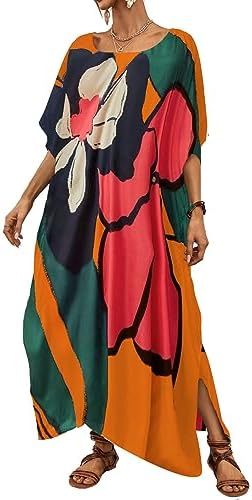 Bsubseach Kaftan Dresses for Women Swimsuit Coverup Solid Color Beach Caftan Loungewear