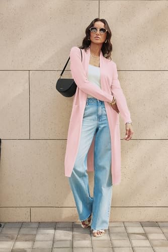 Image of GRACE KARIN Essential Solid Open Front Maxi Long Knitted Cardigan Sweater for Women