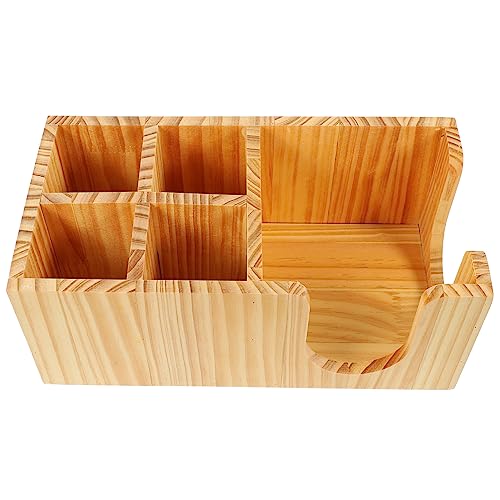 Cabilock Wooden Coffee Bar Organizer Tea Station Storage Box Compartments for Syrups and Paper Towels