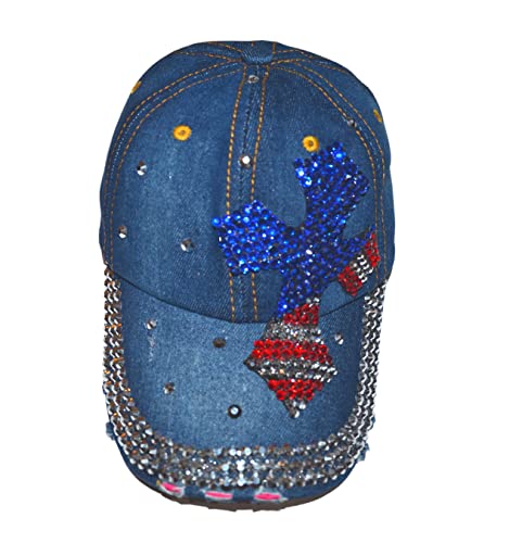 Popfizzy Bling Cross Hat for Women, Rhinestone Bling Cross Cap, Baseball Hat with Cross, Bling Gifts for Women