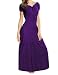 Meaneor Women Boho Cap Sleeve Smocked Waist Tiered Renaissance Summer Maxi Dress (XXL, Purple)