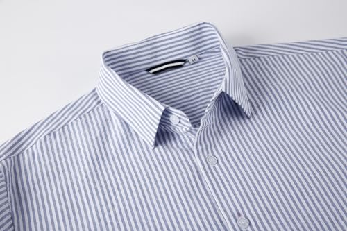 Alex Vando Mens Seersucker Dress Shirts Striped Business Casual Cotton Shirts for Men3