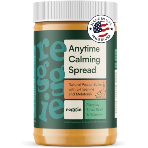 Reggie Calming Peanut Butter for Dogs 100% Natural Dog Peanut Butter with Melatonin & L-Theanine Lick Mat Spread for Short-Term Dog Anxiety Relief Made in USA 16oz