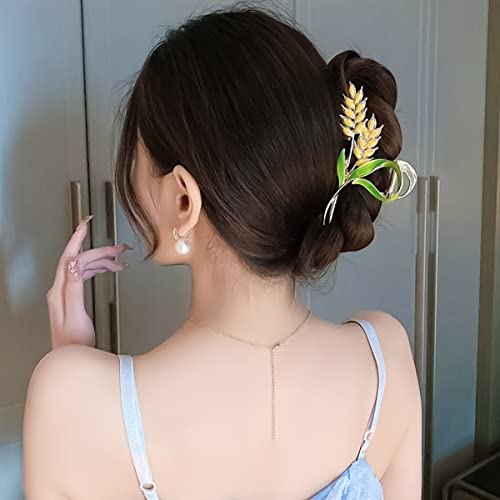 Image of PALAY Metal Wheat Claw Clip, Gold Large Strong Hold Hair Accessory