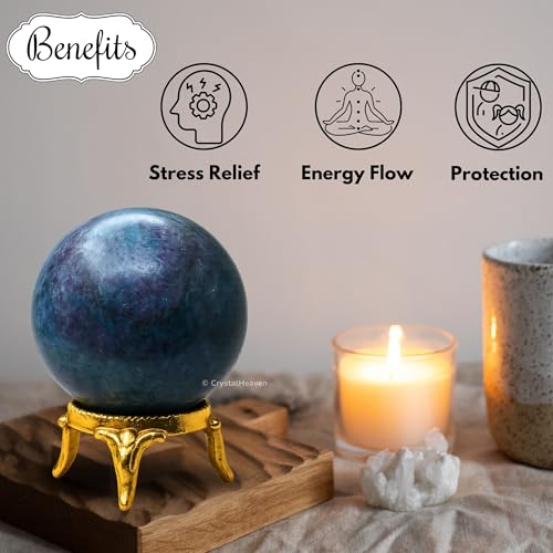Image of Certified Ruby Kyanite Crystal Ball for Meditation - Premium Crystal Vastu Items for Home and Feng Shui Items for Good Luck - Ideal for Pooja Supplies and Spiritual Practices (1.5 inch Inch)