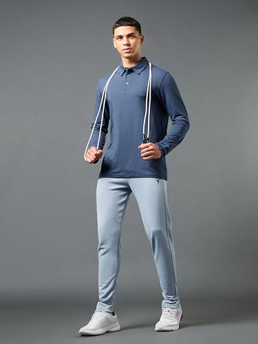 Image of TECHNOSPORT Mens Slim Fit Solid Full Sleeve Cotflex Polo T-Shirt for Regular and Casual Uses