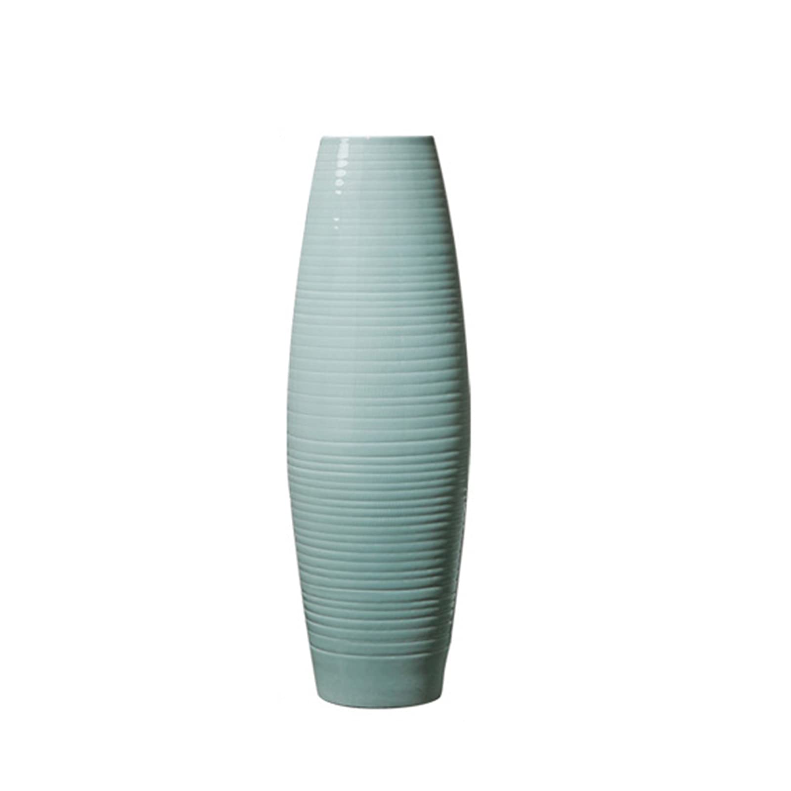 asdchZen Large Blue Vase, Horizontal Stripes Ceramic Vase Living Room Hotel Lobby Floor-To-Ceiling Decorative Vase,Blue-18 * 60CM