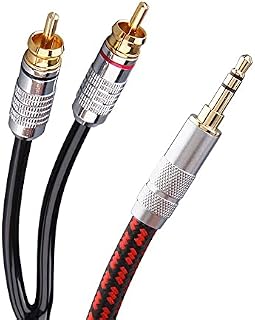 Primeda Audiophile Audio Auxiliary Cable 3.5mm Male to 2 RCA Male Stereo Y Splitter Adapter Cable for HDTV,Smartphone,Tablets, Speakers,Home Theater &More (3.2ft.(1m), Straight 3.5mm)