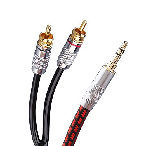 Primeda Audiophile Audio Auxiliary Cable 3.5mm Male to 2 RCA Male Stereo Y Splitter Adapter Cable for HDTV,Smartphone,Tablets, Speakers,Home Theater &More (3.2ft.(1m), Straight 3.5mm)