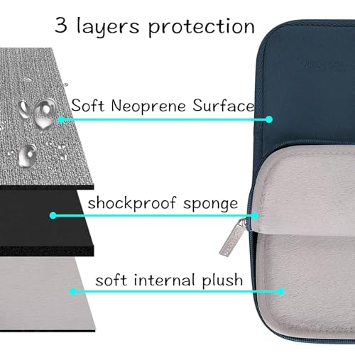 Image of MOSISO Laptop Case 15 inch, 15 inch Laptop Sleeve Bag Compatible with MacBook Air 15 M4 A3241 M3 A3114 M2 A2941 2025 2024 2023, Dell XPS 15, Neoprene Computer Sleeve Bag with Small Case, Haze Blue