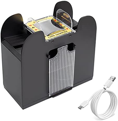 FavorCa 1-6 Decks Automatic Card Shuffler USB/Battery Operated Electric Shuffler for Home Party Poker Blackjack UNO Games Tables