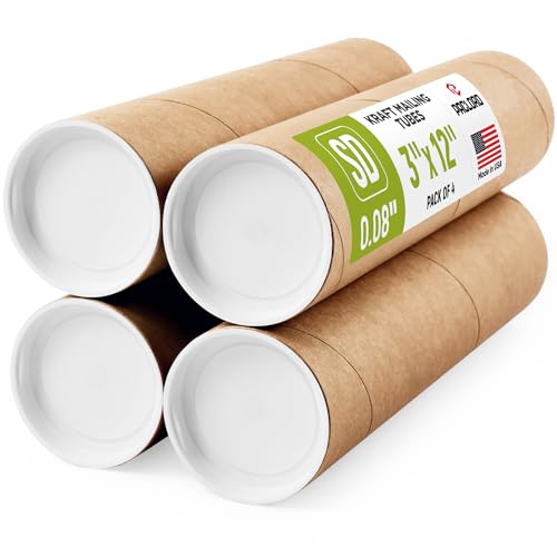 Tube d'expédition en papier kraft renforcé anti-écrasement avec bouchons pour affiches