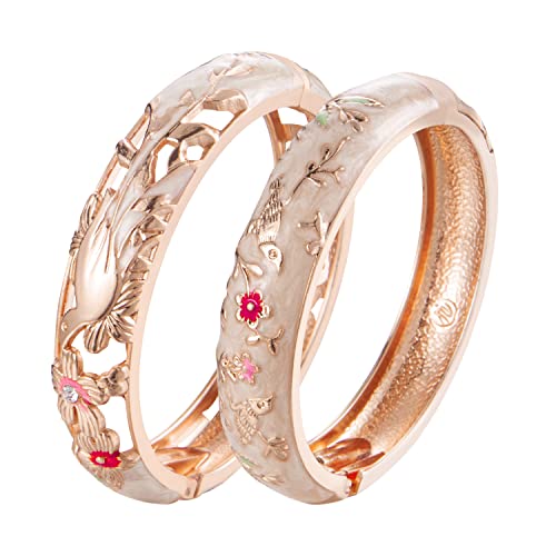 UJOY Bracelet en émail pour femme - Bracelet floral fait main, bijou vintage cadeau - Bracelet Lila multi-pièces Saint-Valentin avec boîtes de souvenirs,...