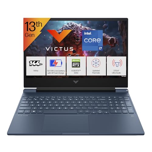HP Victus, 13th Gen Intel Core i7-13620H, 6 GB RTX 3050 Gaming Laptop, (16GB DDR4, 512GB SSD) 144Hz,300 nits, IPS, 15.6inch(39.6cm) Flicker-free, Win 11, M365* Office24, Blue,2.29kg, backlit, fa2077TX