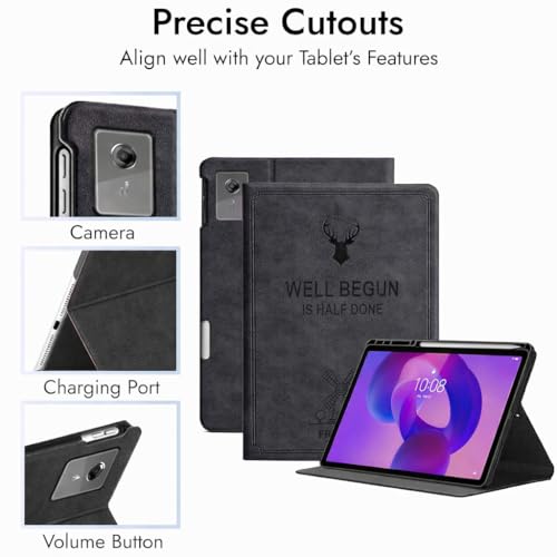 Image of ProElite Cover for Lenovo Idea Tab Plus 12.1 inch 2025 Case Cover, Deer Smart Flip Case Cover for Lenovo Idea Tab Plus 12.1 inch 2025 Tablet with Pen Holder,Black