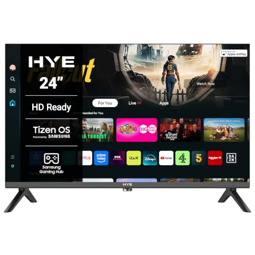 HYE TV - Smart TV 24 Screen Size HD Ready Resolution Apple AirPlay Samsung Tizen OS & Gaming Hub Versatile Connectivity Black Perfect For Streaming Gaming & Entertainment - 24HDS1008