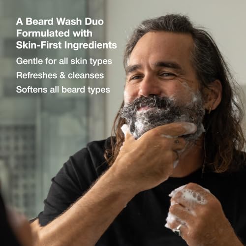 Image of ZEUS Italian Cypress Beard Wash Set for Men with Green Tea & Essential Oils | Beard Shampoo & Conditioner Duo with Natural Oils to Hydrate, Soften, Cleanse & Strengthen Facial Hair (Made in USA)