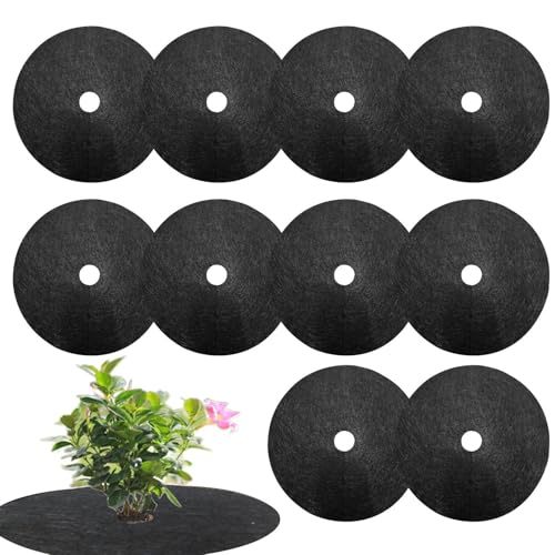 Générique 10 Pieces Anneaux De Paillage | Tapis De Protection Contre Les Mauvaises Herbes | Anneau De Paillage Rond | Disque De Paillages De Protection pour Pot, Arbres, Fleurs