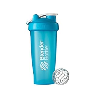 BlenderBottle Disc White Classic Shaker Bottle (Discontinued Model), 28-Ounce Loop Top, Aqua/Aqua