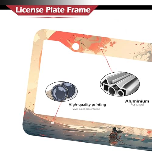 Image of Anime License Plate Frames,Aluminum License Plate Frame with Screw Caps, Cute License Plate Holder，for Cars 12''x6'' (Grow Towards The Sun)