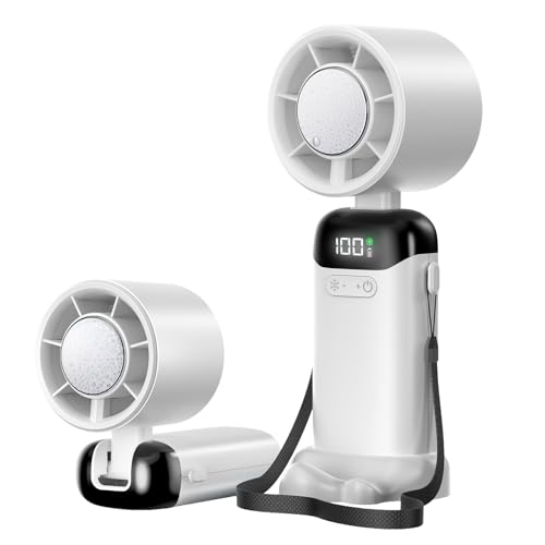 Jsdoin mini ventilador de mano portátil usb,recargable turbo ventilador pequeño portatil bolsillo individual,5 velocidades, funciona con pilas para el hogar,oficina, viajes al aire (Blanco)