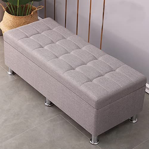 Tabouret à langer pouf rangement gain de place entrée gris - 2