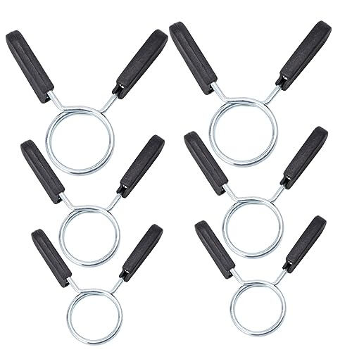 POPETPOP 6 Pack Spring Clip Collars Barbell Spring Buckle Dumbbell Clamp Weightlifting Accessory Gym Equipment Prevention