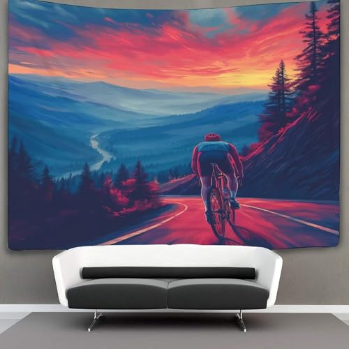 Tapisserie murale tissu vélo de montagne déco salon 150x200cm