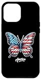 Coque pour iPhone 12 Pro Max Drapeau de l'État d'Amérique avec papillon