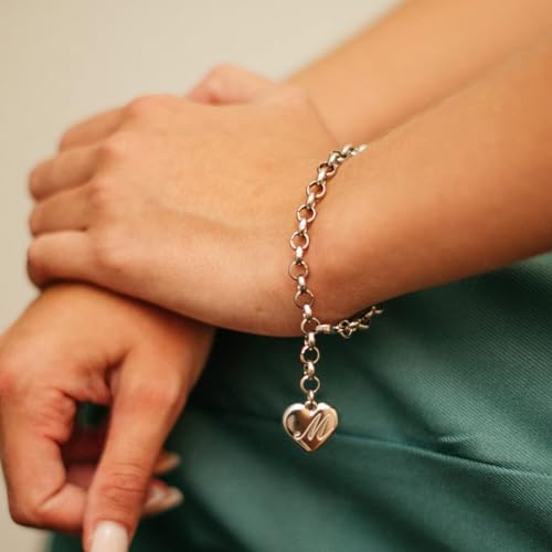Monily JB01761A02 Initial Charm Bracelets For Women Stainless Steel Charm Bracelets For Women Letters A Alphabet Heart Bracelet Jewelry Gifts thumb #1