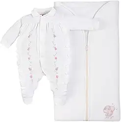 Saída Maternidade Menina Plush Bordado Joaninhas - Natural