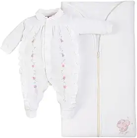 Saída Maternidade Menina Plush Bordado Joaninhas - Natural