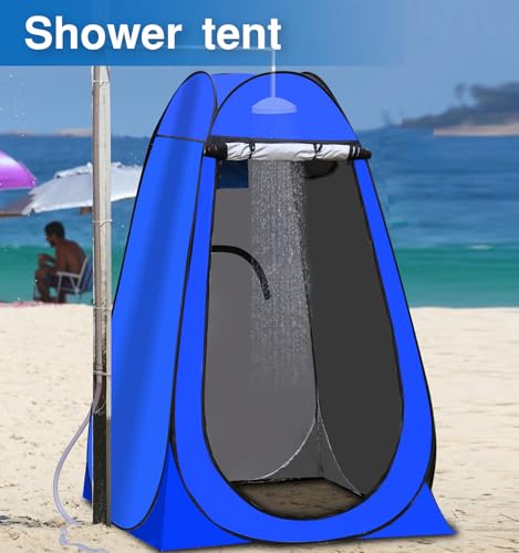 OFCASA Shower Tent, Pop Up Tent for Camping Toilet & Outdoor Changing & Portable Shower, Instant Setup Lightweight Foldable with Carry Bag for Camping & Beach (Blue) miniatura 3