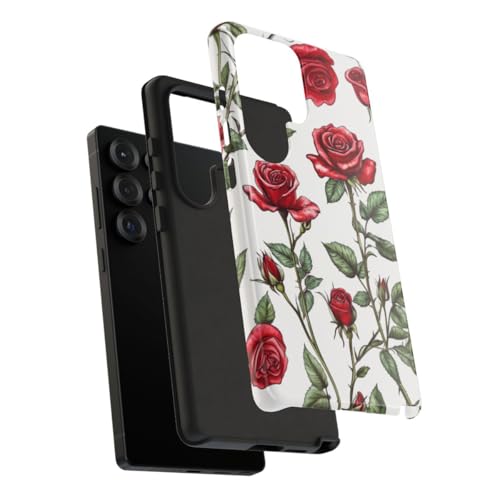 Coque Samsung S25 Ultra motif botanique rose rouge rigide brillante protège votre smartphone