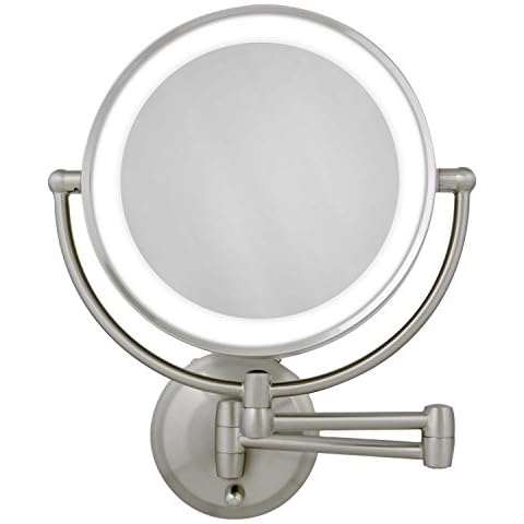Zadro 11" LED Wall Mounted Makeup Mirror 10X/1X Shaving Mirror Cordless or Battery Operated Vanity Mirrors for Wall Cover