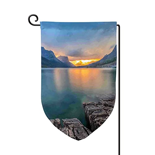 Drapeau de jardin extérieur Glacier double face pour déco de cour
