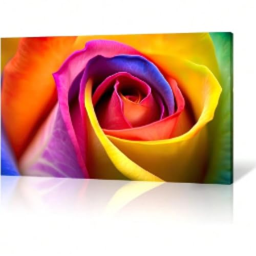 Impression toile artisanat rose graffiti avec cadre 35x45cm