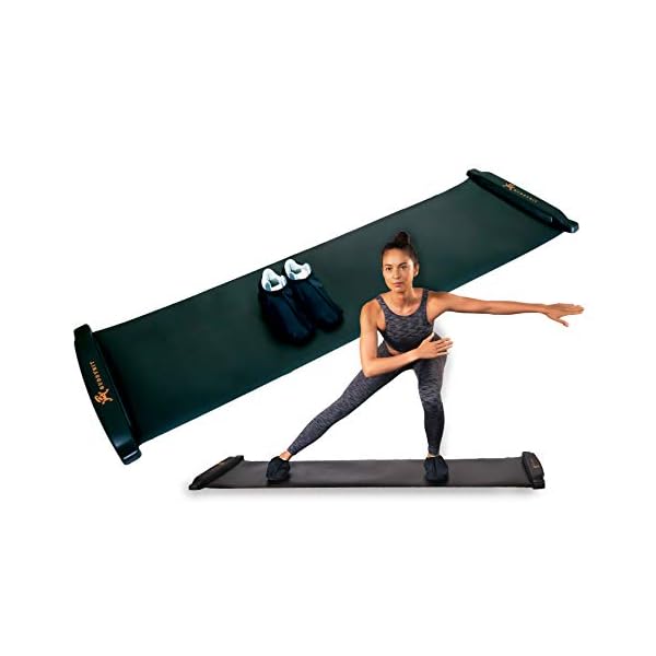 BuddyHit Slide Board - Home Gym Equipment for Workout and Balance Cardio Exercise- Fitness Deluxe Edition with Lycra Gloves and Shoe covers - 7.5 Feet Made in Taiwan
