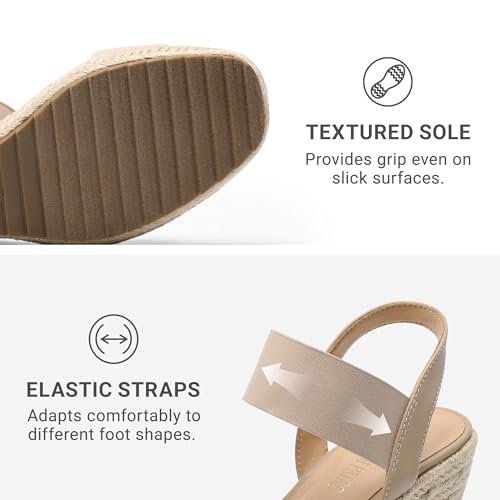 Image of DREAM PAIRS Womens Open Toe Espadrilles Dressy Platform Sandals Slip on Elastic Ankle Strap Wedges Sandals