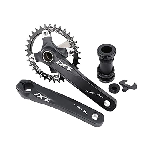 32T Black Mountain Bike 170mm Square Crankset with 32T Aluminum Alloy MTB Bicycle Crank Narrow Wide CNC Round Chainring Bolts Fit for Road Bike Cycling Crank