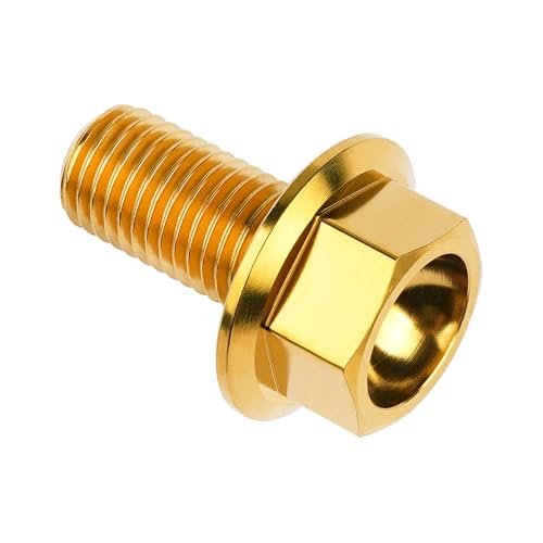 Image of Ti Screws M10 x 20 25 30 35 40 45 50 55 60 65 70 75 80 90 100mm 1.25 Pitch Titanium Flange Hex Bolt Pack of 4 (Gold, M10x20mm)