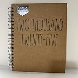 Rae Dunn TWO THOUSAND 2025 planner Calender -Large Brown Aug 2024 to December 2025-17 months - Christmas - Office coworker gift - 10 X 8 inches